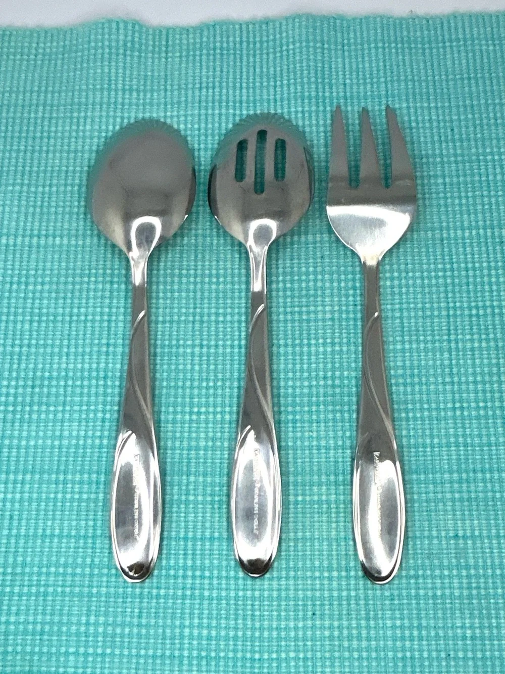 3 CAMBRIDGE Gabriella Sand server Set Satin Glossy Swirl Stainless